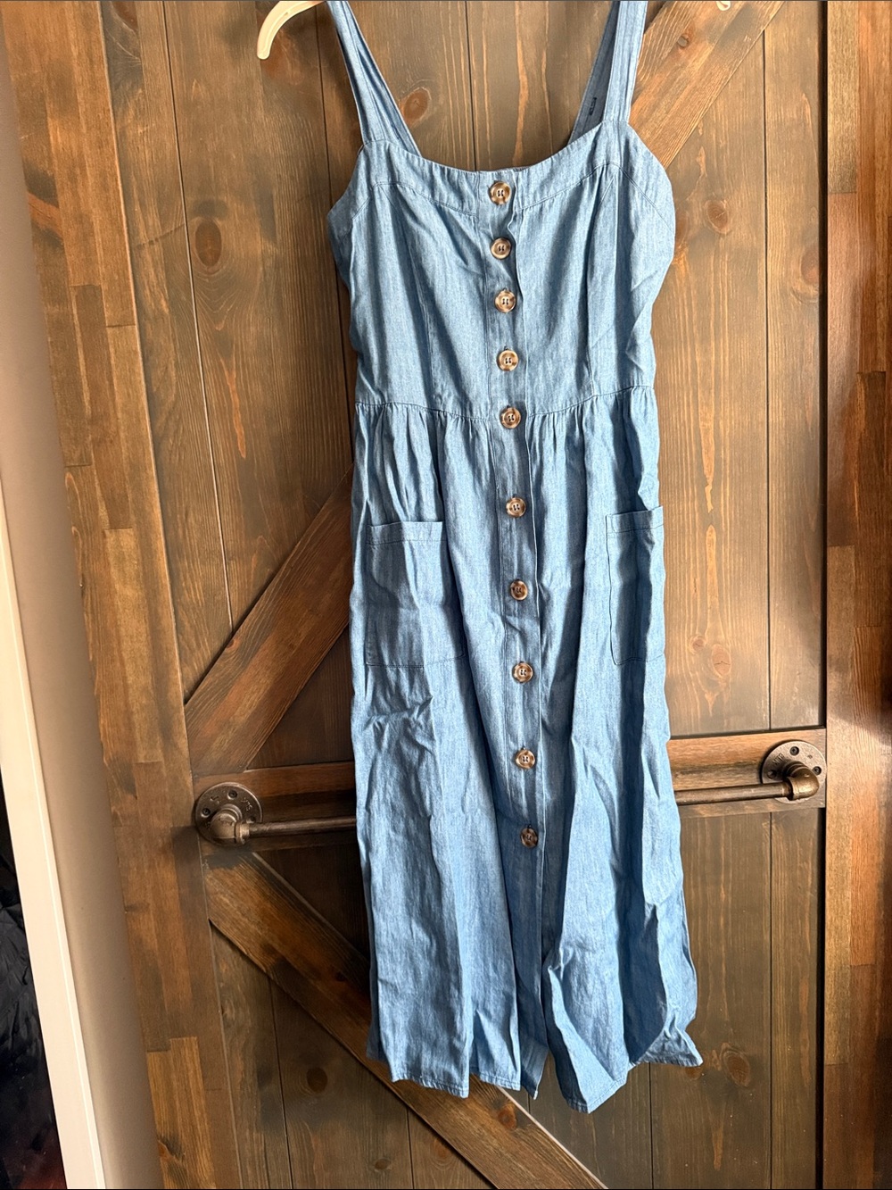 Rebellion Light Blue Button-Front Midi Sundress